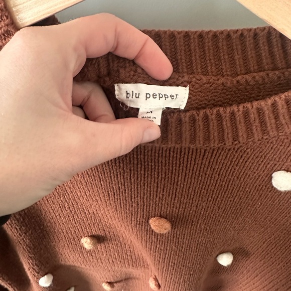 Blu Pepper Brown Sweater with Pom Accents - Picture 4 of 4